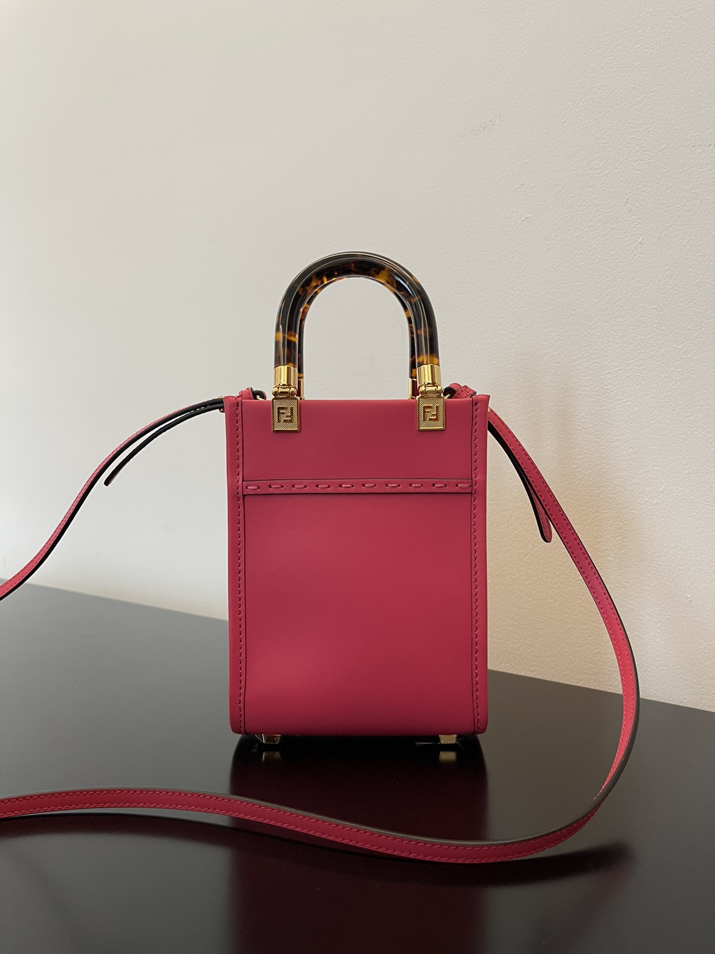 Fendi Mini Sunshine Shopper Rose Pink Leather Bag